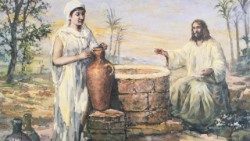 Біблейская сцэна сустрэчы Езуса Хрыста з самаранкай ля калодзежа
